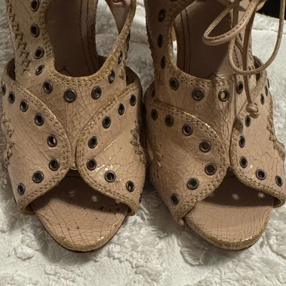 Miu Miu Tan/Pink Distressed Cutout Heels - Picture 14 of 14